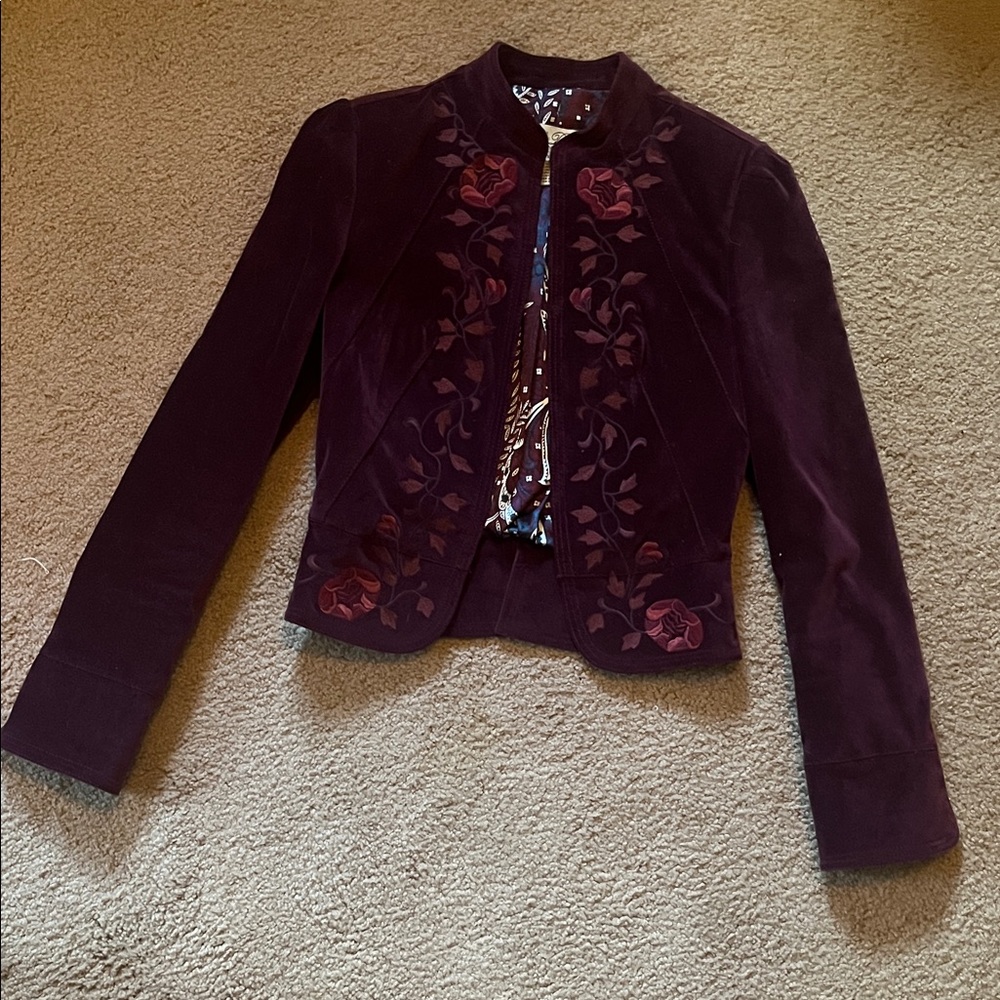 Lucky brand Elegant Burgundy Embroidered Women's Jacket